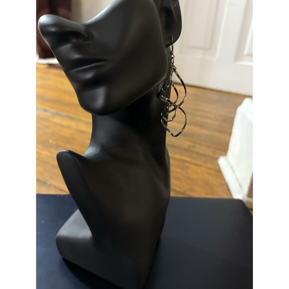 Vintage Silver Dangle Drop Earrings Intertwining 3 1/2 Inch - Picture 2 of 8